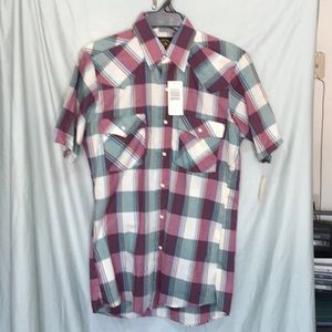 Vintage short sleeve Saddle King Western pearl button 141/2 small regular